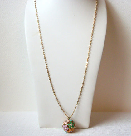 Vintage J CREW Gold Toned Rhinestone Floral Necklace 120320