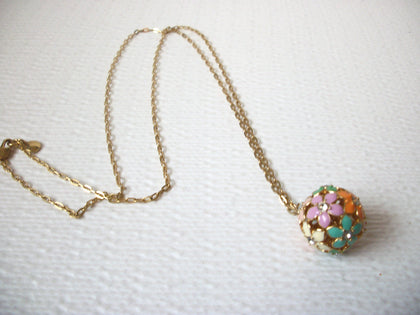 Vintage J CREW Gold Toned Rhinestone Floral Necklace 120320