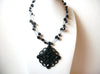 Vintage Designer Black Ornate Glass Rhinestone Necklace 120320