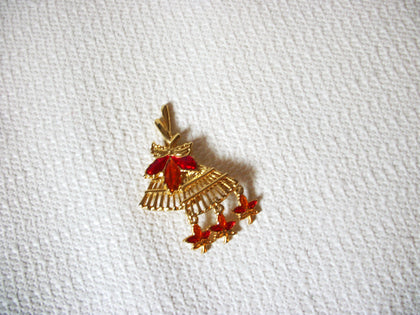 Vintage Enameled Broom Brooch 40320