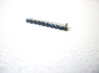 Vintage Montana Blue Rhinestones Prong Set Bar Brooch Pin 120420