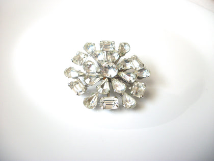 Vintage 1950s Clear Glass Crystal Brooch Pin 120420