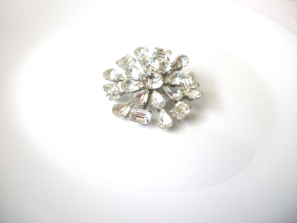 Vintage 1950s Clear Glass Crystal Brooch Pin 120420