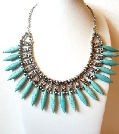 Vintage Southwestern Stone Spear Rhinestone Statement Necklace 120420