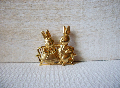 Vintage Bunnies In Love Brooch 60120