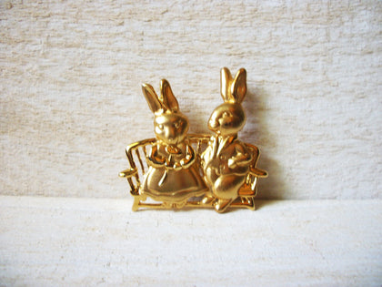 Vintage Bunnies In Love Brooch 60120