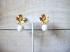 Retro Gold White Flower Earrings 60120