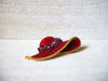 Vintage Enameled Red Hat Brooch 60120