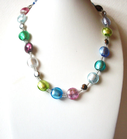Retro Colorful Murano Foil Glass Necklace 120520