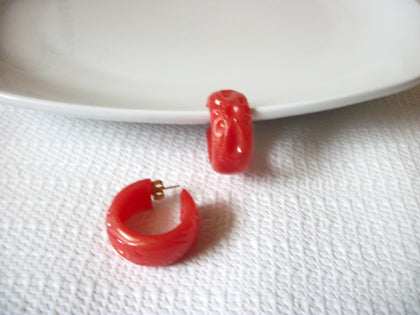 Vintage Coral Pink Hand Molded Earrings 40420