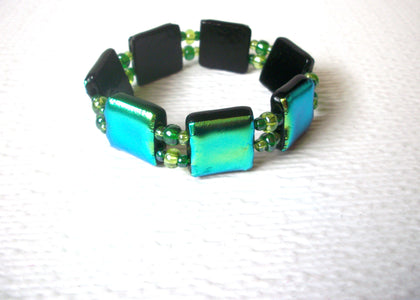 Hand Made Peacock Foil Glass Bracelet 120520