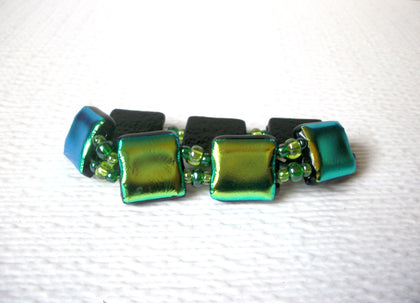Hand Made Peacock Foil Glass Bracelet 120520