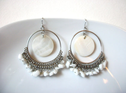 Vintage Gypsy Mother Of Pearl Shell Earrings 40420