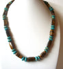 Tigers Eye Turquoise Stone Glass Necklace 120520
