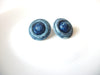 Retro Marbleized Blue Plastic Dome Earrings 120520 T