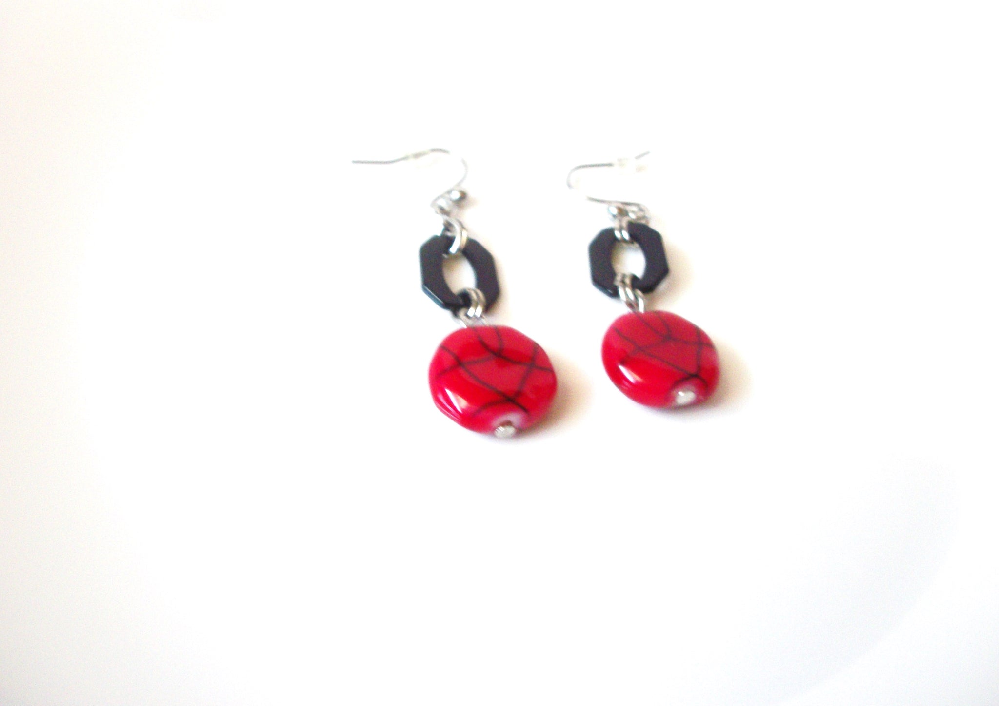 Red Black Murano Glass Earrings 120520