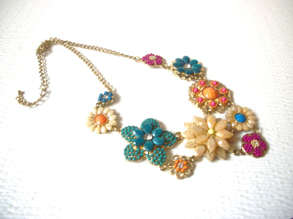 Retro Colorful Floral Statement Necklace 120520