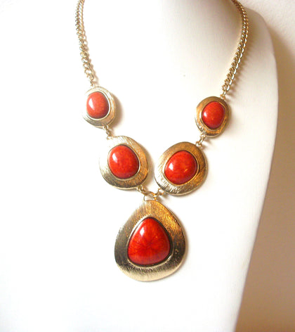 Retro Gold Orange Statement Necklace 120620