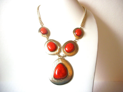 Retro Gold Orange Statement Necklace 120620