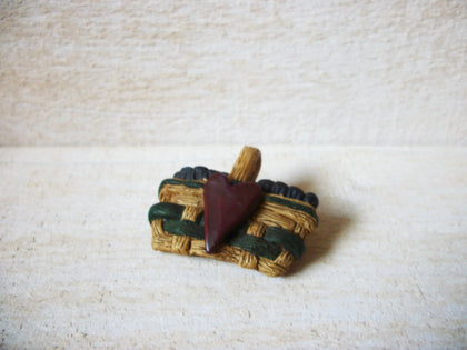 Wooden Basket Brooch 60120