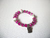 Fuchsia Pink Czech Glass Owl Bracelet 120620