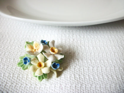 Vintage Porcelain Floral Brooch 40420