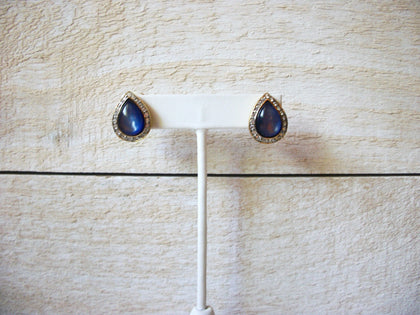 Retro 1970s Blue Glass Earrings 60220