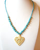 AVON Retro Blue Glass Heart Necklace 120720