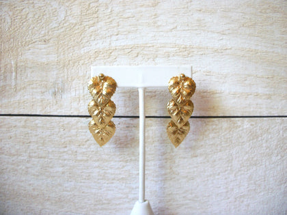 Vintage 1950s Gold Toned Leaf Earrings 60220