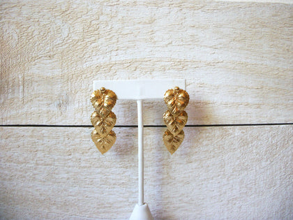 Vintage 1950s Gold Toned Leaf Earrings 60220