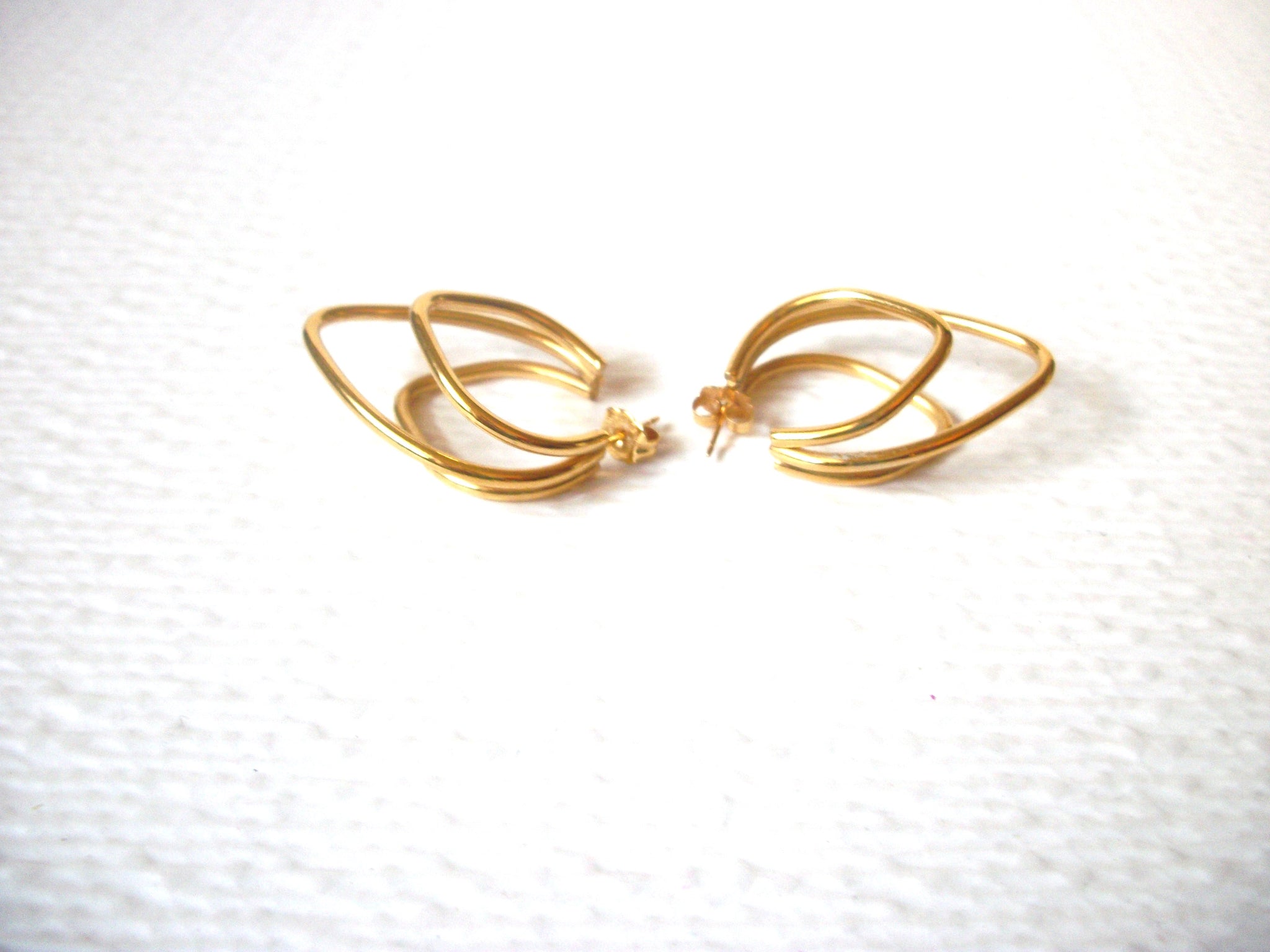Retro Gold Toned Modern Earrings 120720