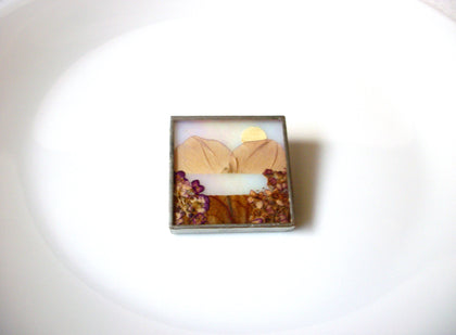 Authentic Buttermilk Lane Brooch Ruth Wales Pressed Flowers Victorian Vintage 120720