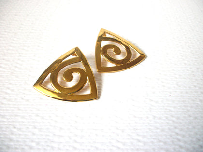 Retro Wide Chunky Gold Toned Modern Earrings 120720