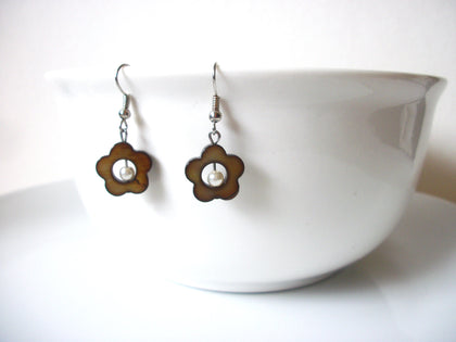 Vintage Shell Dangle Pearl Earrings 40520