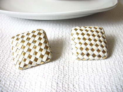 Vintage Leather White Gold Earrings 40520