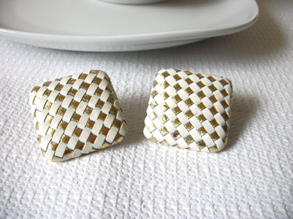 Vintage Leather White Gold Earrings 40520