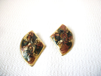 Art Deco Larger Swirl Enameled Earrings 40520