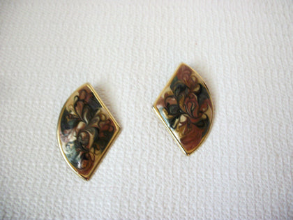 Art Deco Larger Swirl Enameled Earrings 40520