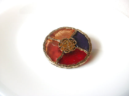 Vintage Colorful Frosted Glass 1950s Brooch Pin 120820