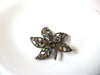 Vintage Rhinestone Maple Leaf Brooch Pin 120820