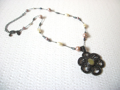 Vintage Designer Glass Ornate Pendant Necklace 120820