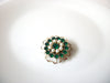 Vintage 1950s Emerald Glass Pearl Brooch Pin 120820