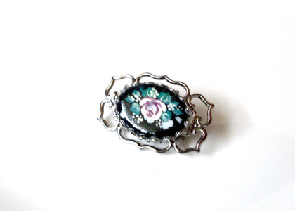 Vintage 1950s Rose Filigree Brooch Pin 120820