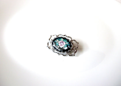 Vintage 1950s Rose Filigree Brooch Pin 120820