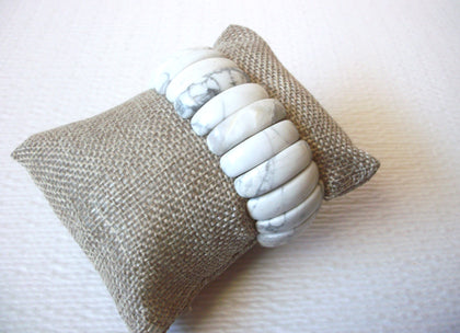White Howlite Stone Wide Bracelet 120820