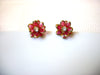 Vintage Gold Pink Black Glass Earrings 40520