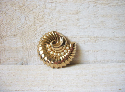 Vintage Snail Faux Pearl Brooch 60320