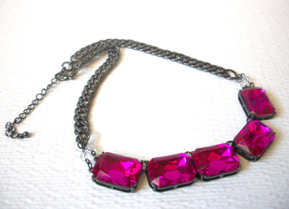 Retro Fuchsia Statement Necklace 120920