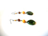 Hand Made Olive Yellow Brown Lucite Earrings 120920