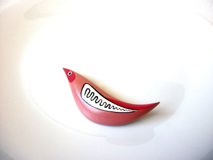 Hand Carved Wood Bird Brooch Pin 121420